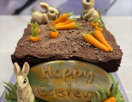 Bunnies & carrot patch cake with chocolate soil