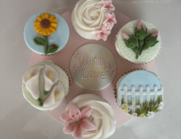 Summer flowers cupcake platter