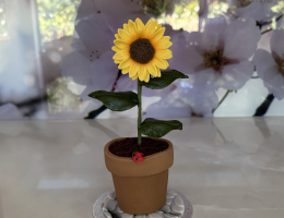 Sunflower flower pot cake